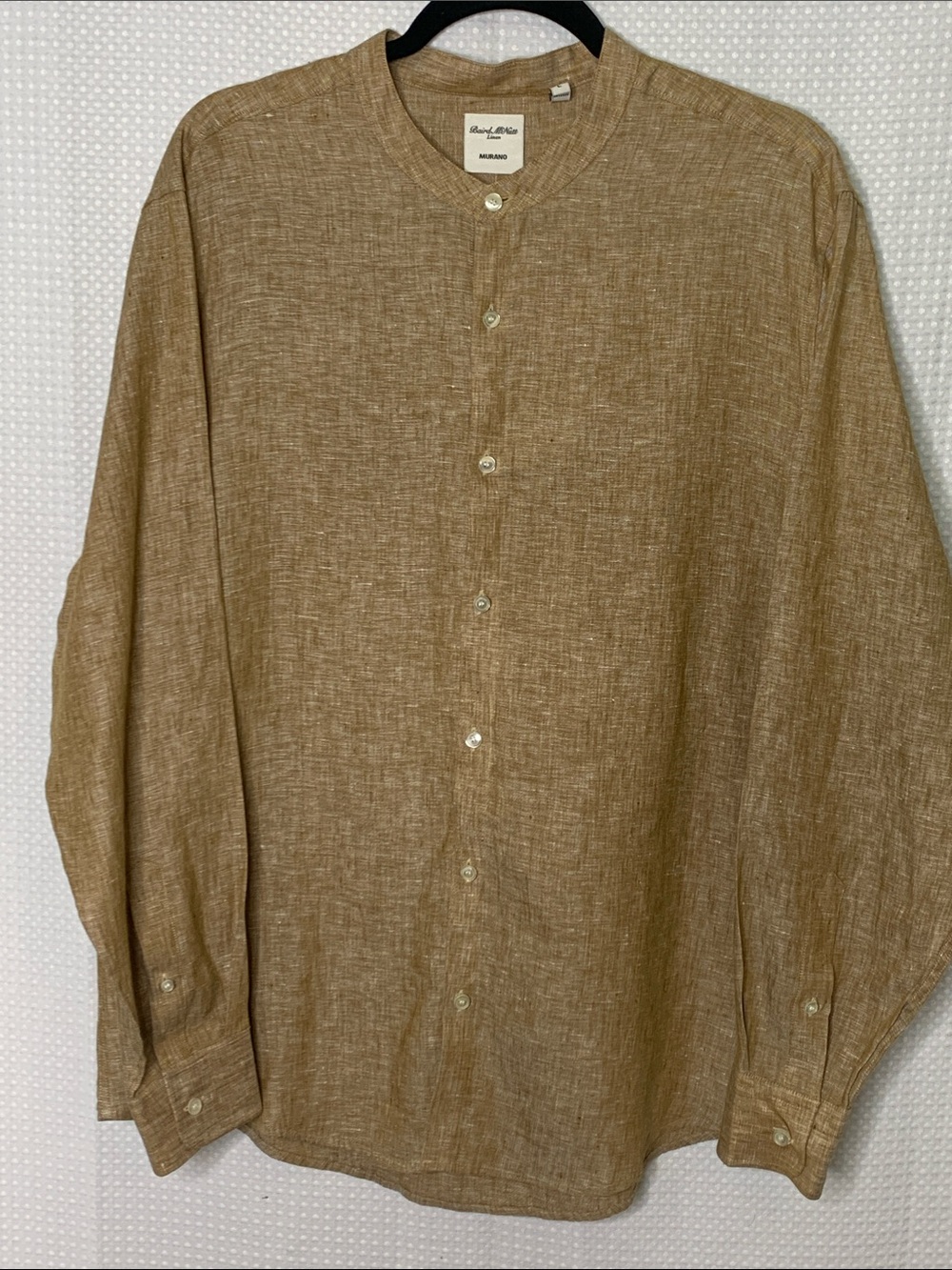 Men's Baird Mcnutt Murano Linen Mandarian Band Collar Button Down Shirt large